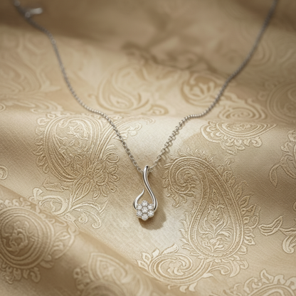 Mistral Swirl Platinum Plated Lab Grown Diamond Pendant