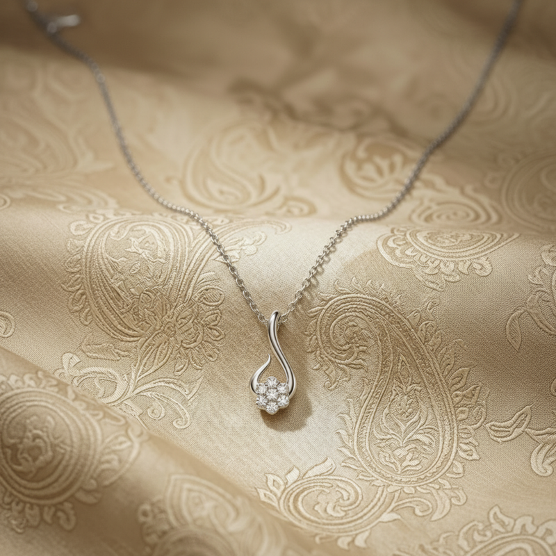 Mistral Swirl Platinum Plated Lab Grown Diamond Pendant