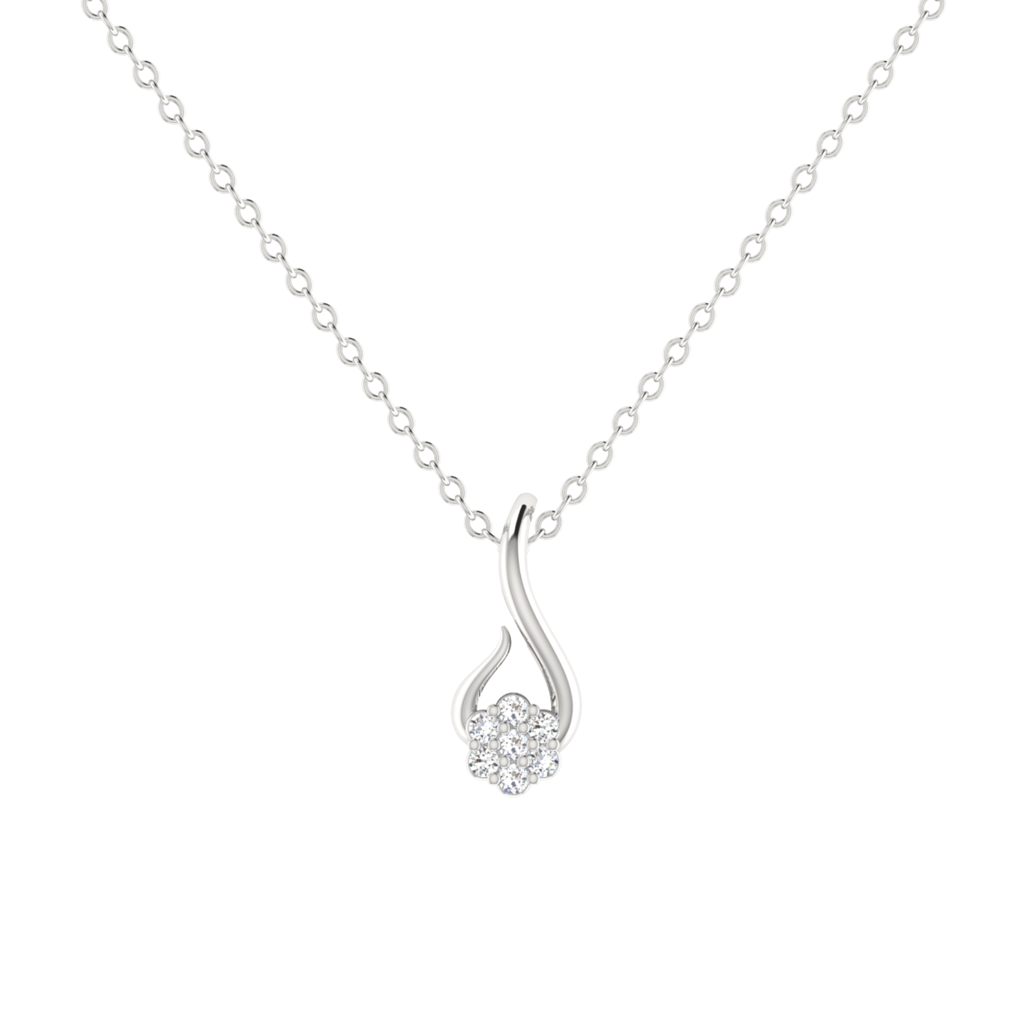 Mistral Swirl Platinum Plated Lab Grown Diamond Pendant