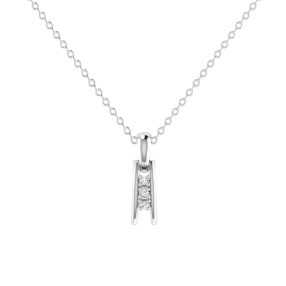 Zaya Column Platinum Plated Lab Grown Diamond Pendant