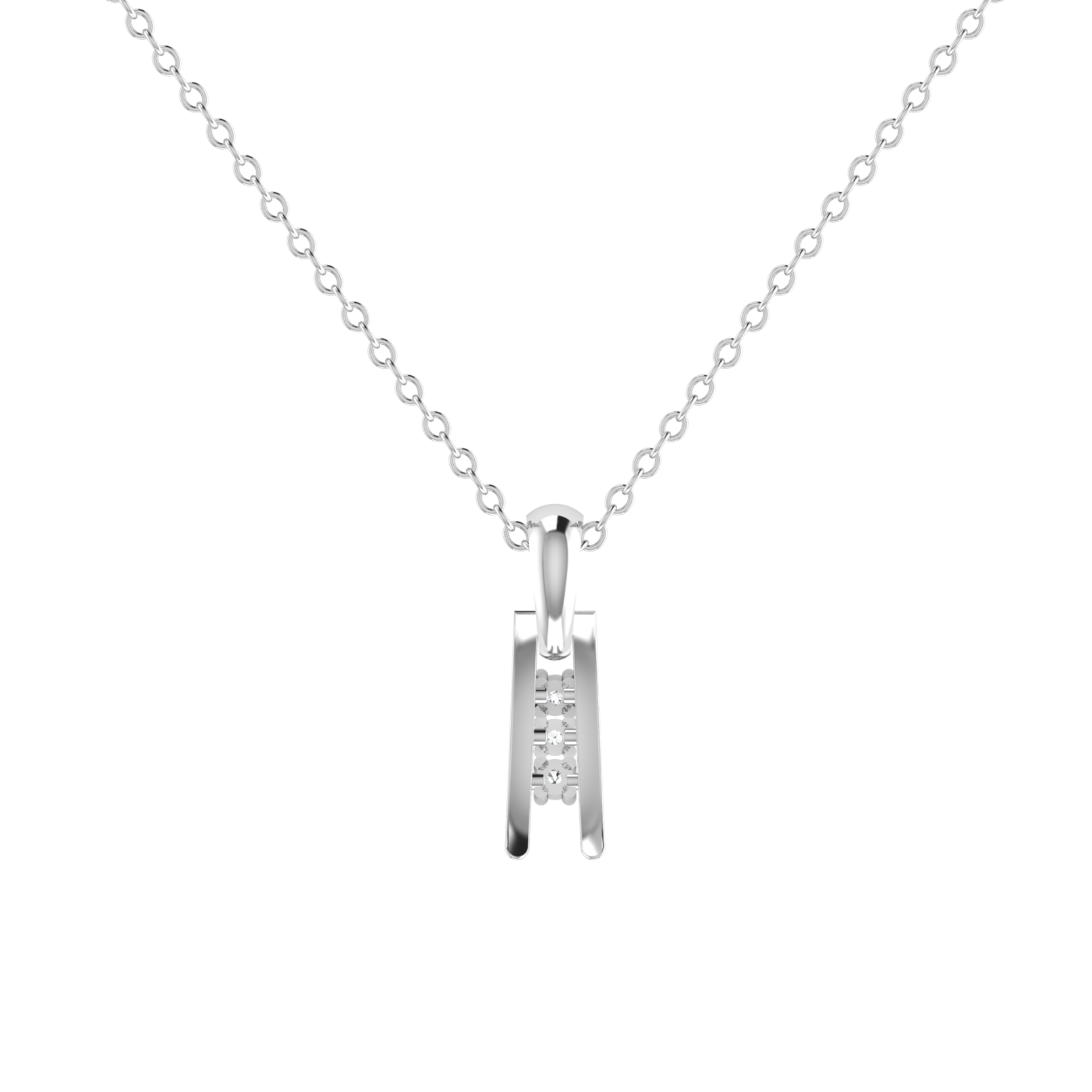 Zaya Column Platinum Plated Lab Grown Diamond Pendant