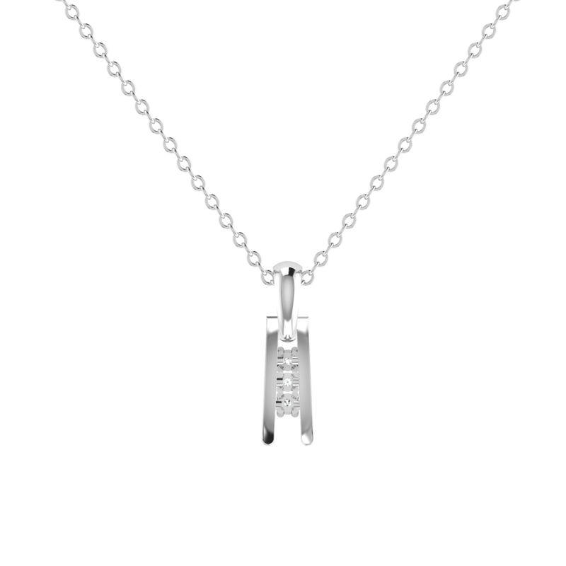 Zaya Column Platinum Plated Lab Grown Diamond Pendant