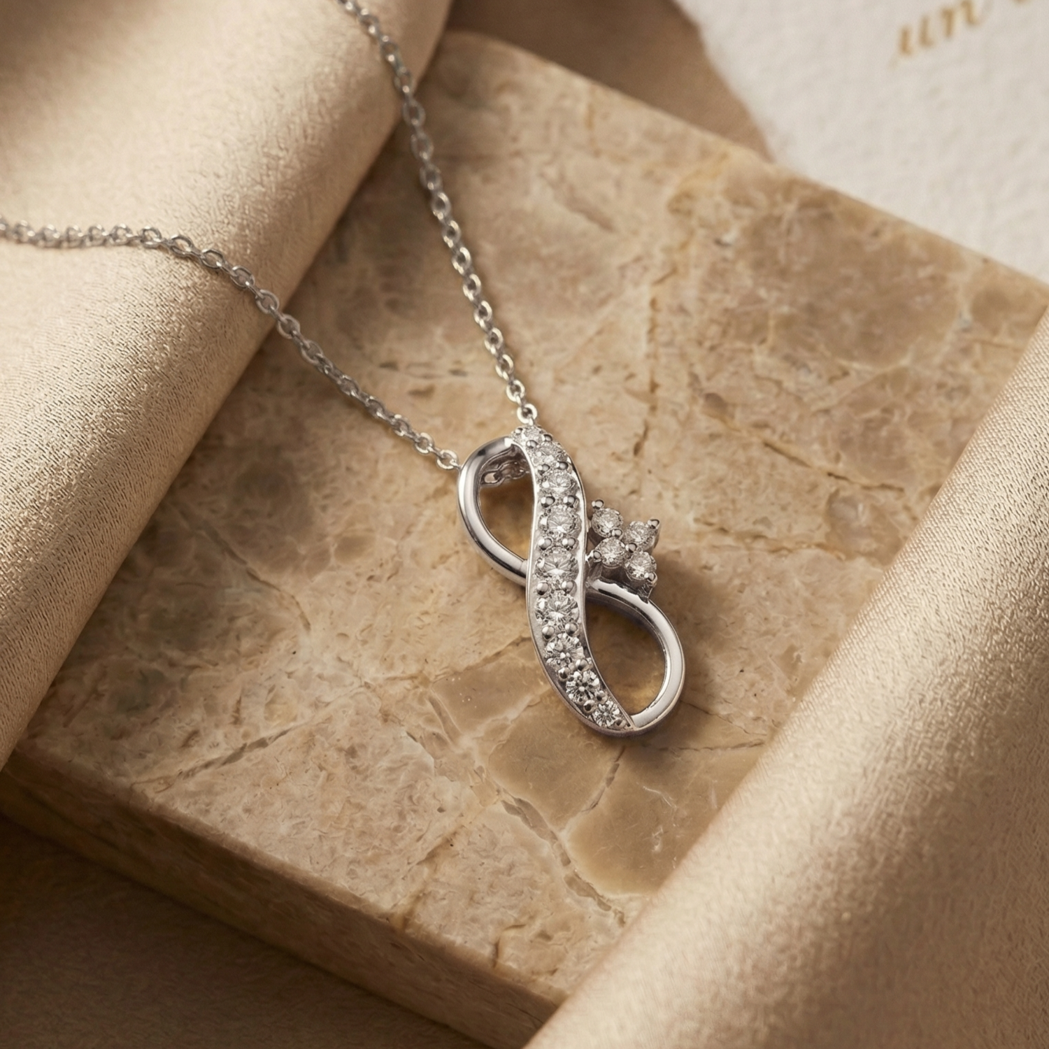 Cadence Infinity Platinum Plated Lab Grown Diamond Pendant