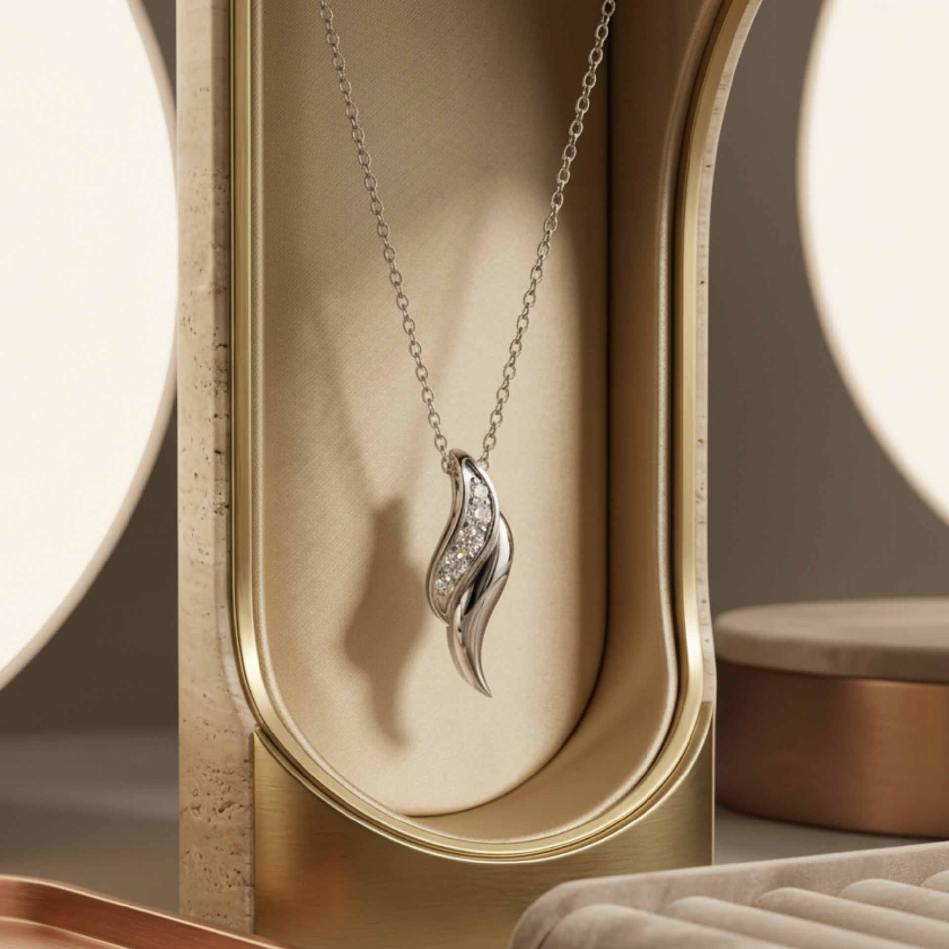 Finestra Wing Platinum Plated Lab Grown Diamond Pendant
