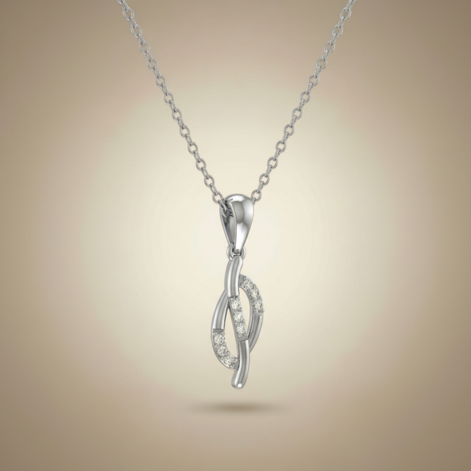 Olyra Tangle Platinum Plated Lab Grown Diamond Pendant
