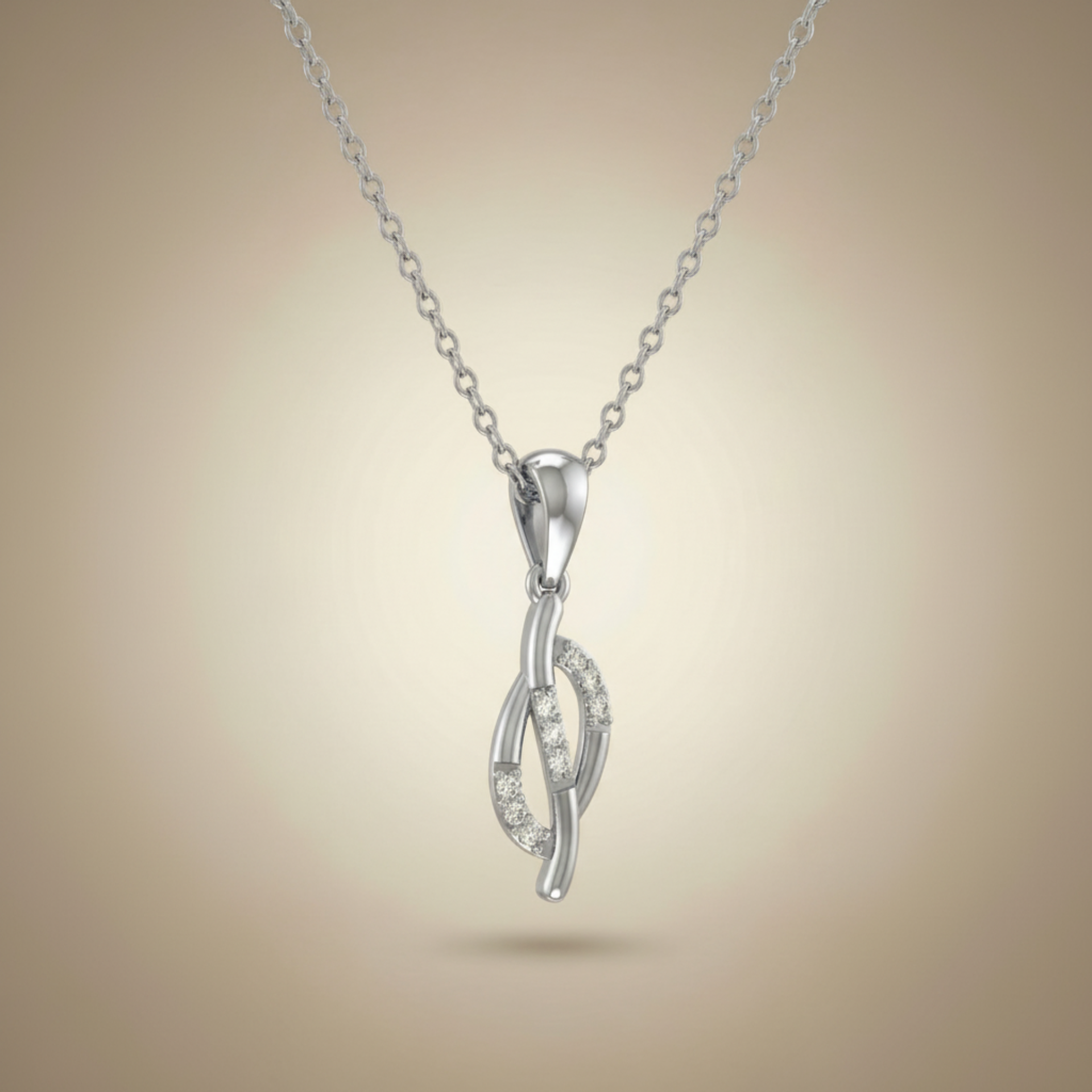 Olyra Tangle Platinum Plated Lab Grown Diamond Pendant