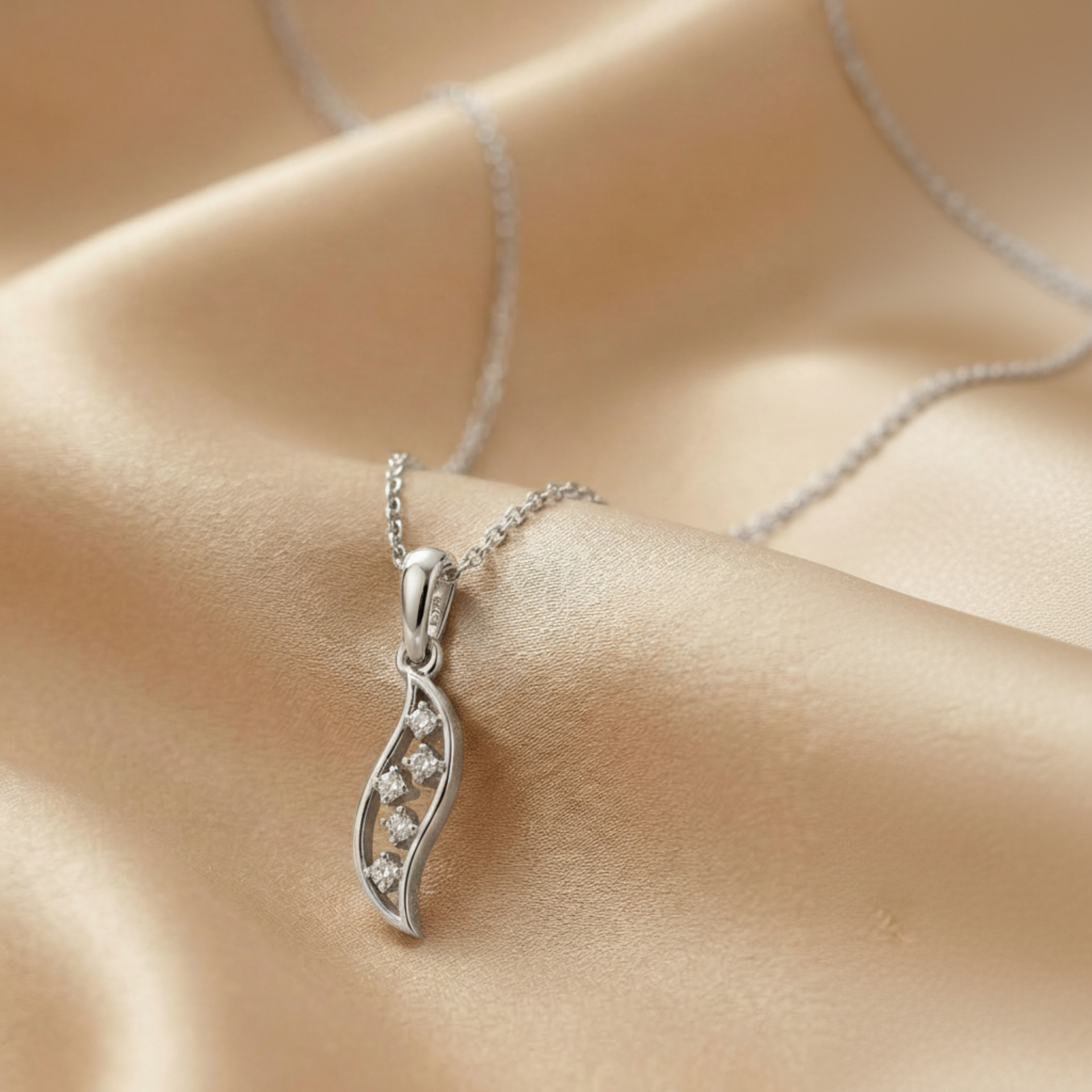 Fiddlehead Platinum Plated Lab Grown Diamond Pendant