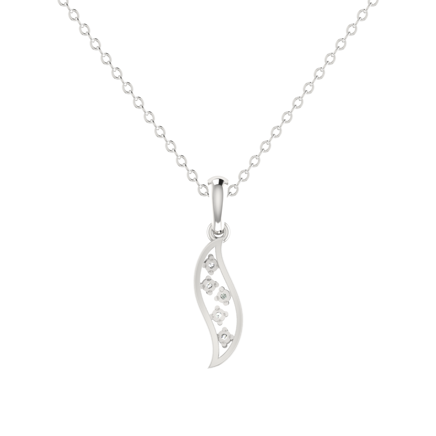 Fiddlehead Platinum Plated Lab Grown Diamond Pendant