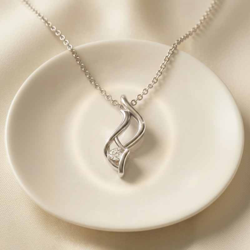Zenora Drift Platinum Plated Lab Grown Diamond Pendant
