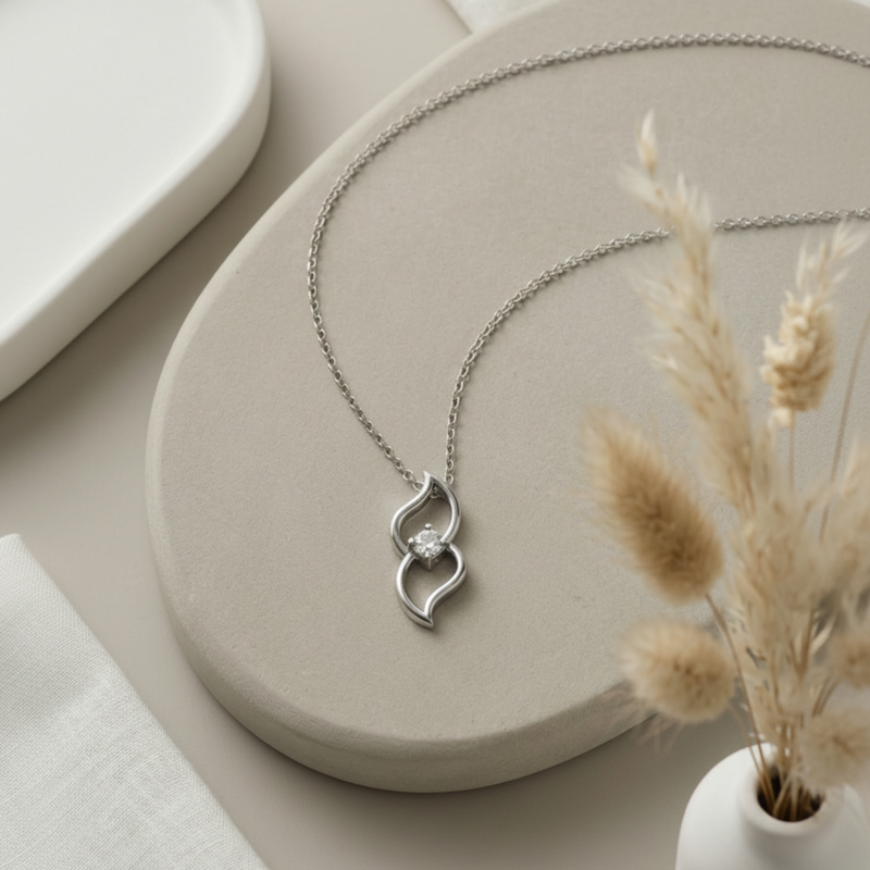 Duova Flame Platinum Plated Lab Grown Diamond Pendant