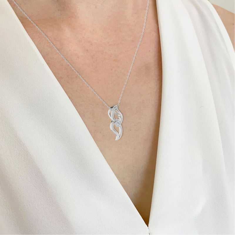Duova Flame Platinum Plated Lab Grown Diamond Pendant