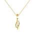 Gold necklace with a diamond pendant on a white background
