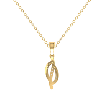 Gold necklace with a unique pendant on a white background
