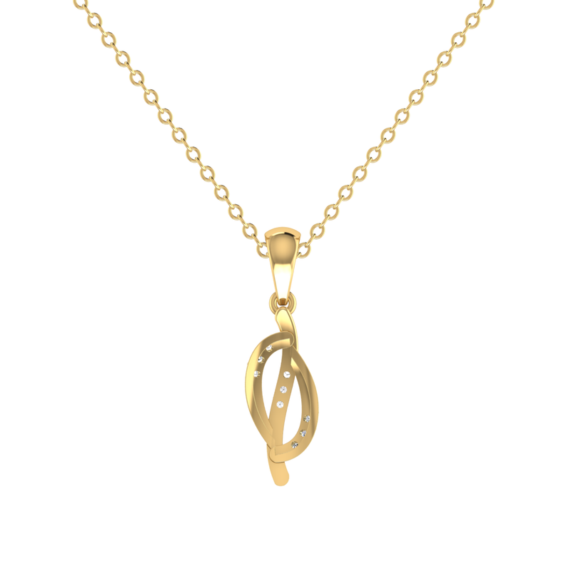 Gold necklace with a unique pendant on a white background