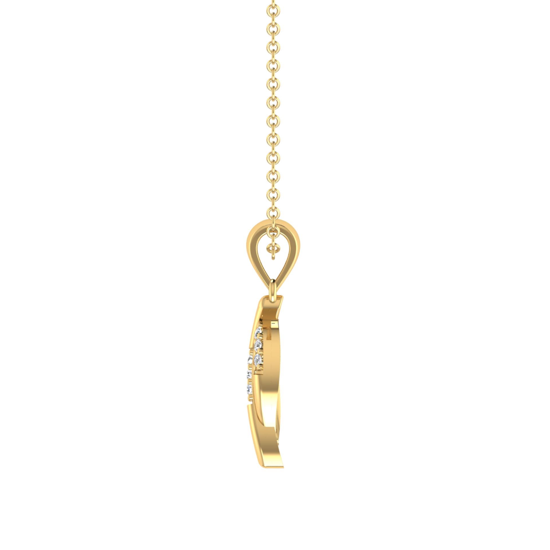 Gold necklace with a pendant on a white background
