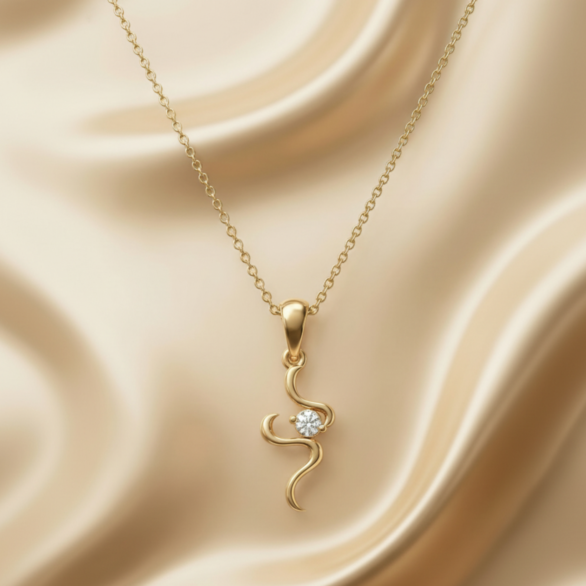 Curlicue Spark Gold Plated Lab Grown Diamond Pendant