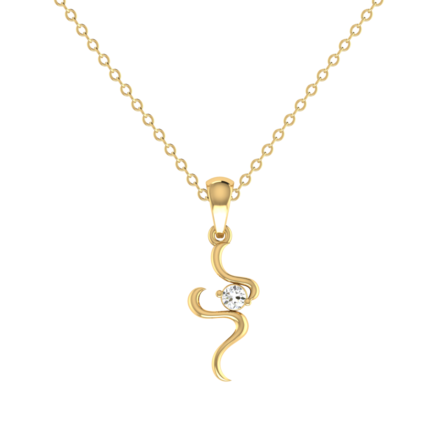 Curlicue Spark Gold Plated Lab Grown Diamond Pendant
