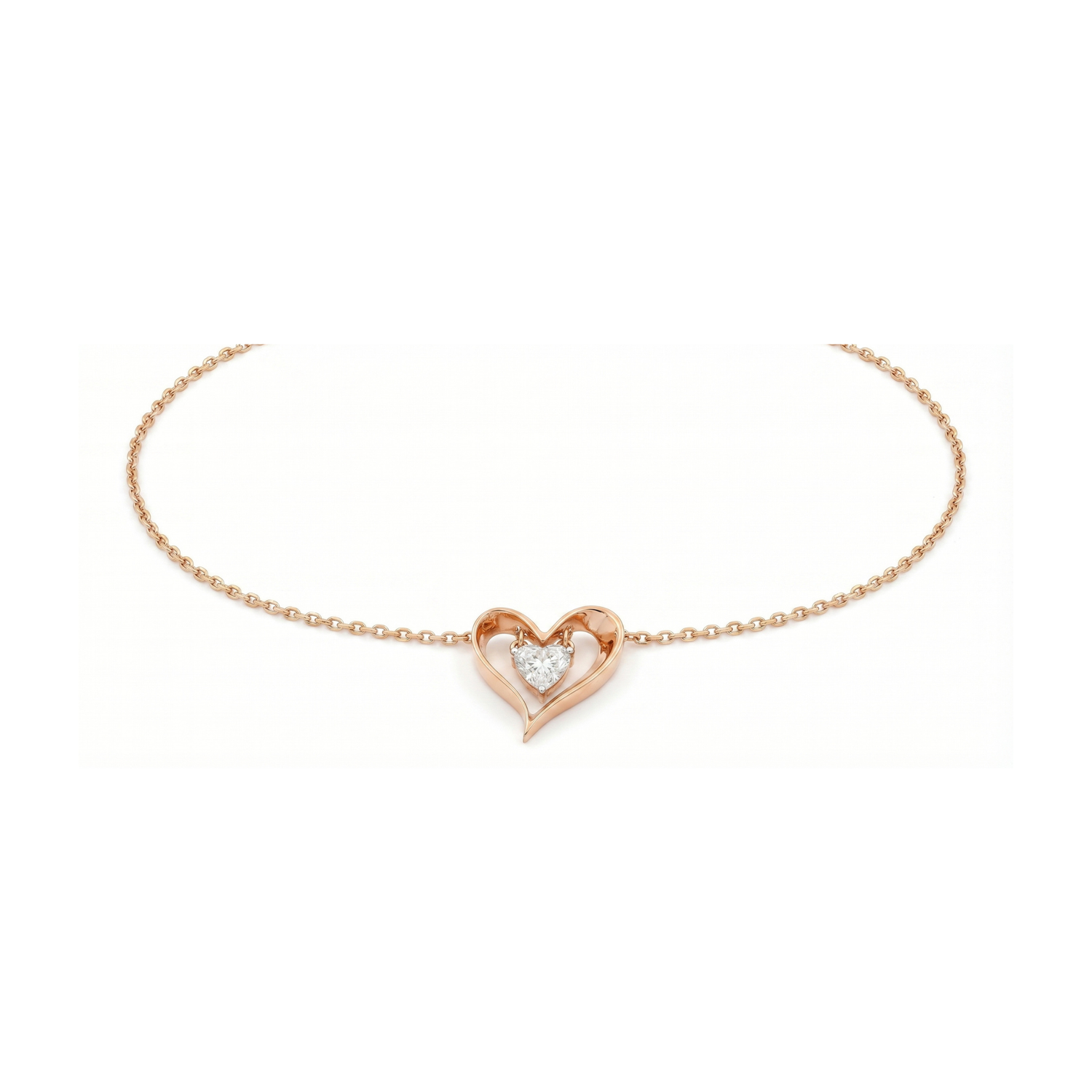 Liquid Heart Solitaire Lab Grown Diamond Necklace