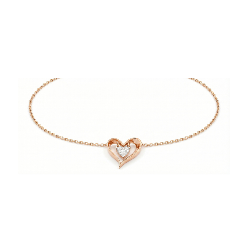 Liquid Heart Solitaire Lab Grown Diamond Necklace