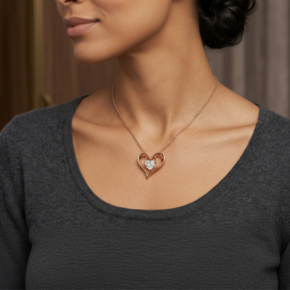 Liquid Heart Solitaire Lab Grown Diamond Necklace