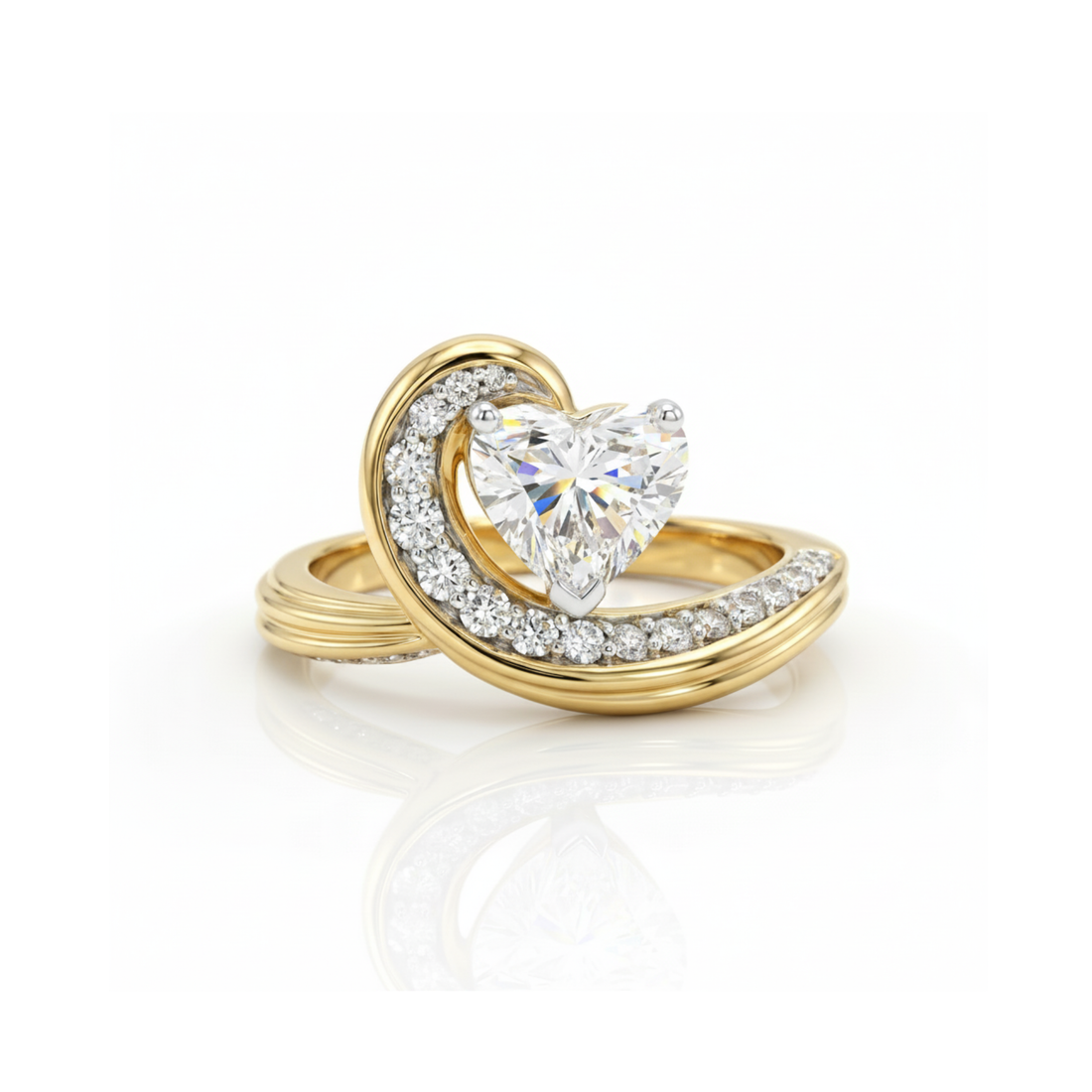 Cresting Heart Solitaire Lab Grown Diamond Ring