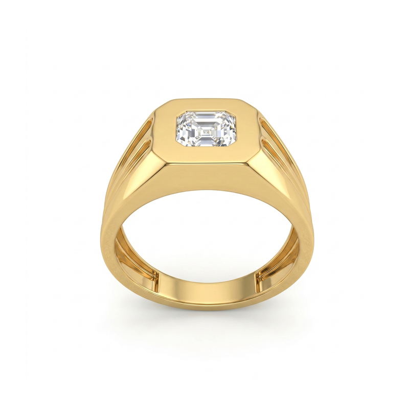 Bastion Signet Solitaire Lab Grown Diamond Ring