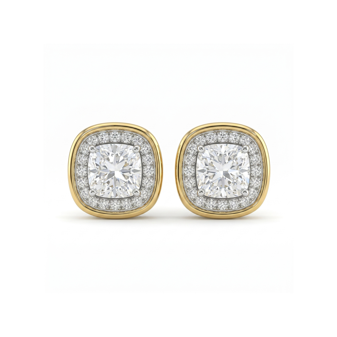 Sculpted Slab  Solitaire Lab Grown Diamond Earrings