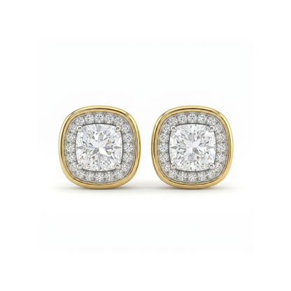 Sculpted Slab  Solitaire Lab Grown Diamond Earrings