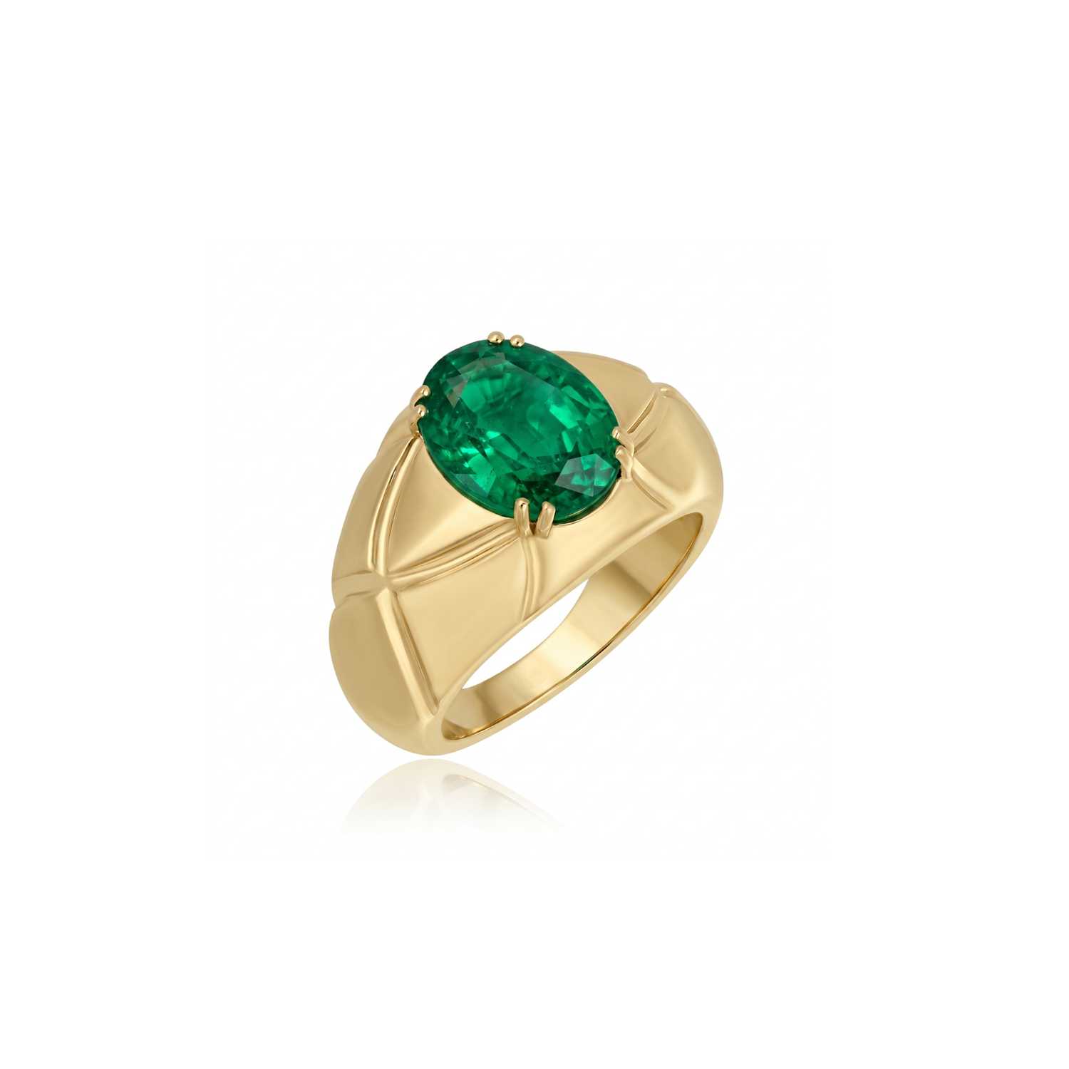 Emerald Lattice Lab Grown Gemstone Ring