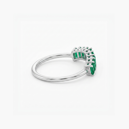 Deco Nesting Platinum Plated Lab Grown Diamond Ring