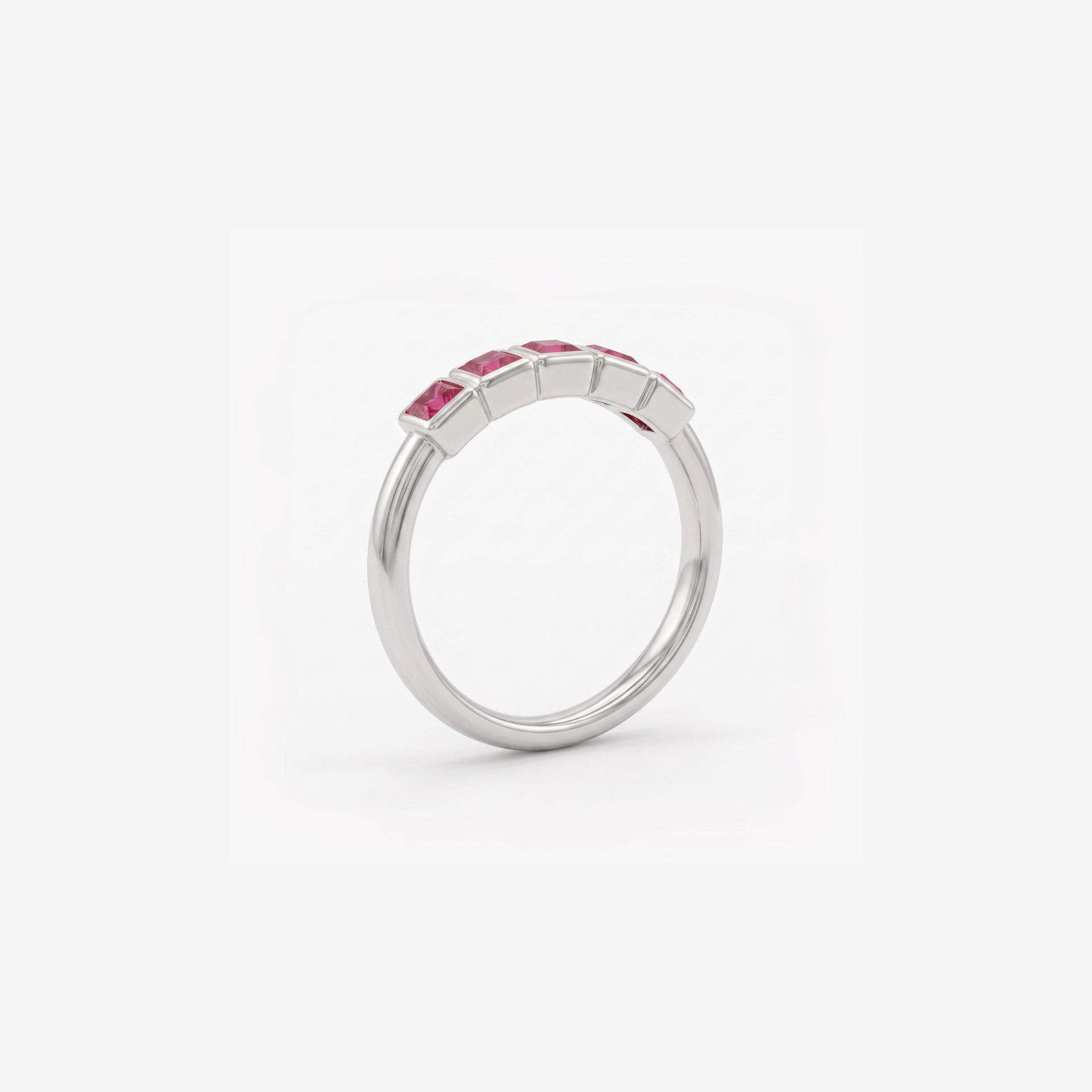 Linear Pedestal Platinum Plated Lab Grown Diamond Ring