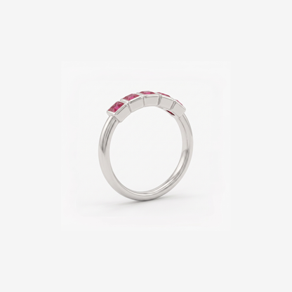 Linear Pedestal Platinum Plated Lab Grown Diamond Ring