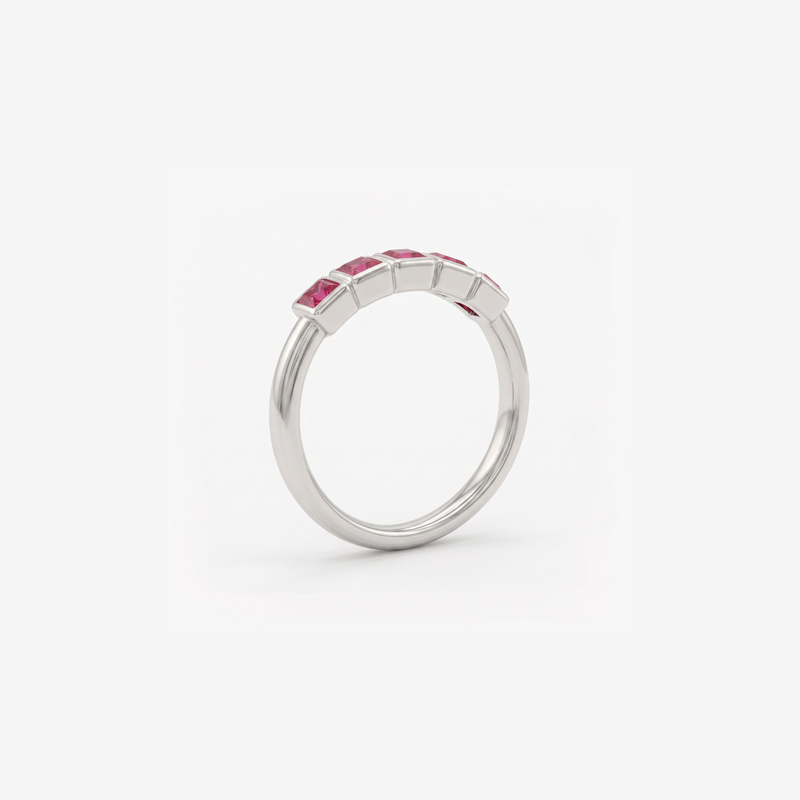 Linear Pedestal Platinum Plated Lab Grown Diamond Ring