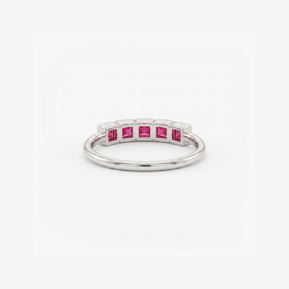 Linear Pedestal Platinum Plated Lab Grown Diamond Ring