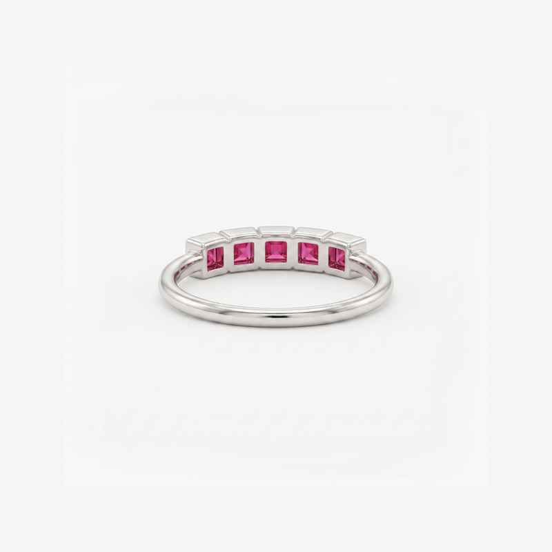 Linear Pedestal Platinum Plated Lab Grown Diamond Ring
