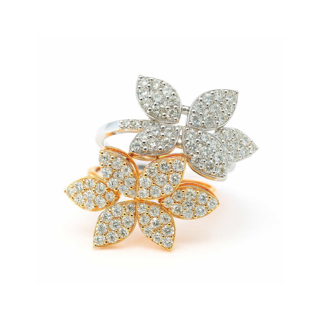 Dual Bloom Lab Grown Diamond Bypass Ring