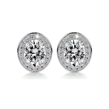 Eternal Oval Halo Solitaire Lab Grown Diamond Earrings