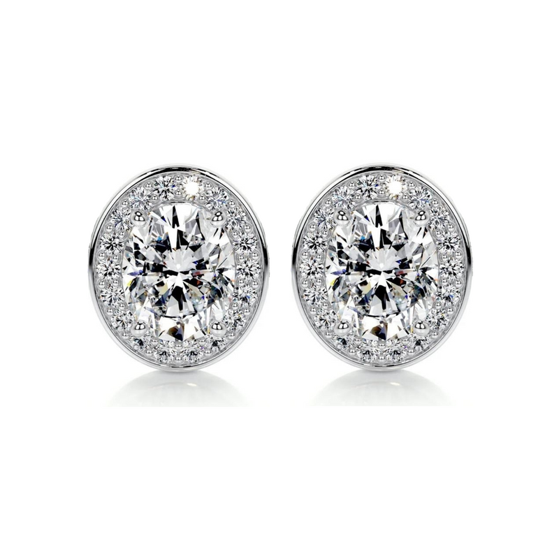 Eternal Oval Halo Solitaire Lab Grown Diamond Earrings