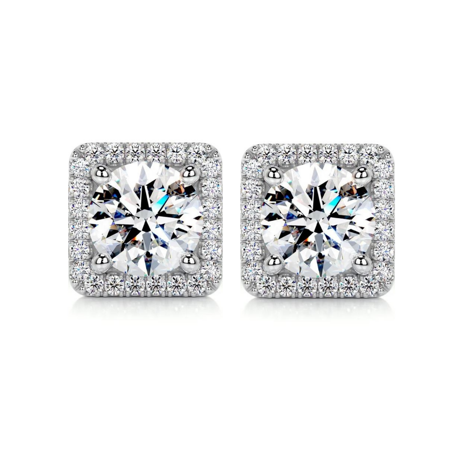 Ornate Halo Solitaire Lab Grown Diamond Earrings