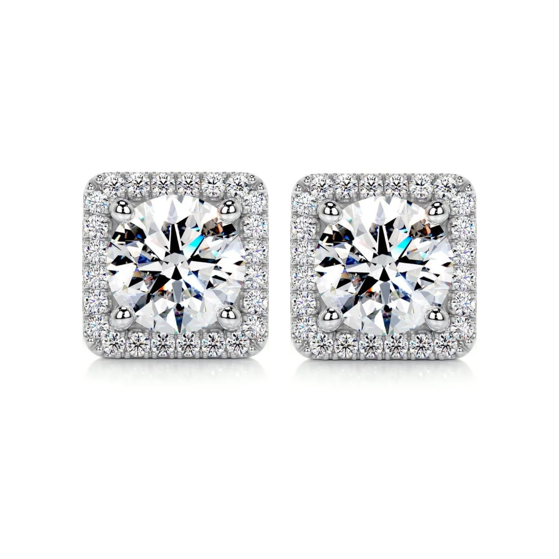 Ornate Halo Solitaire Lab Grown Diamond Earrings