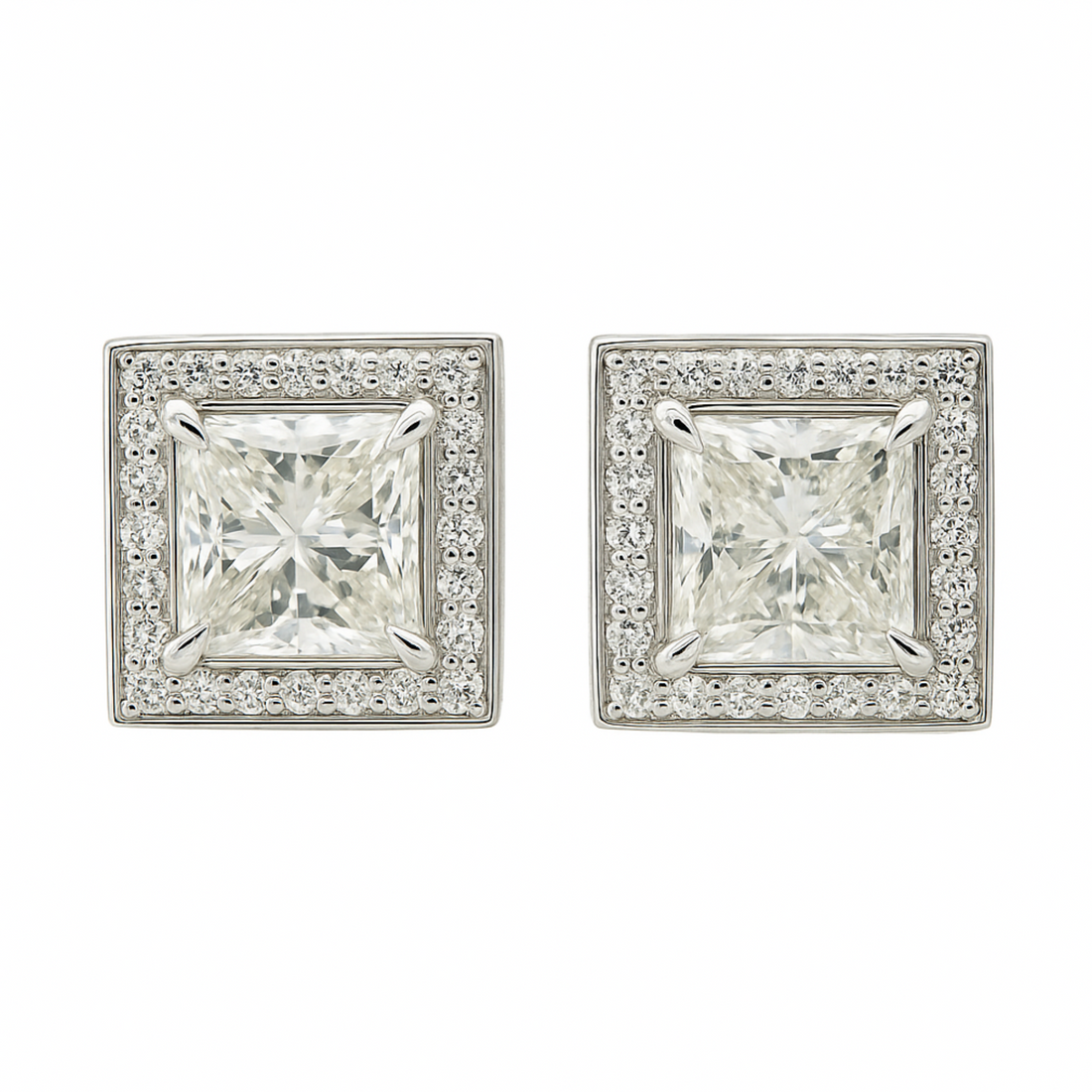 Squared Luminescence Solitaire Lab Grown Diamond Earrings