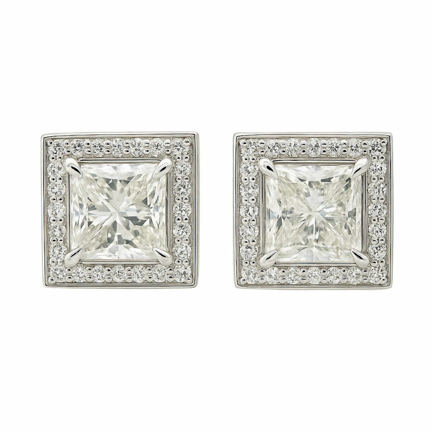 Squared Luminescence Solitaire Lab Grown Diamond Earrings