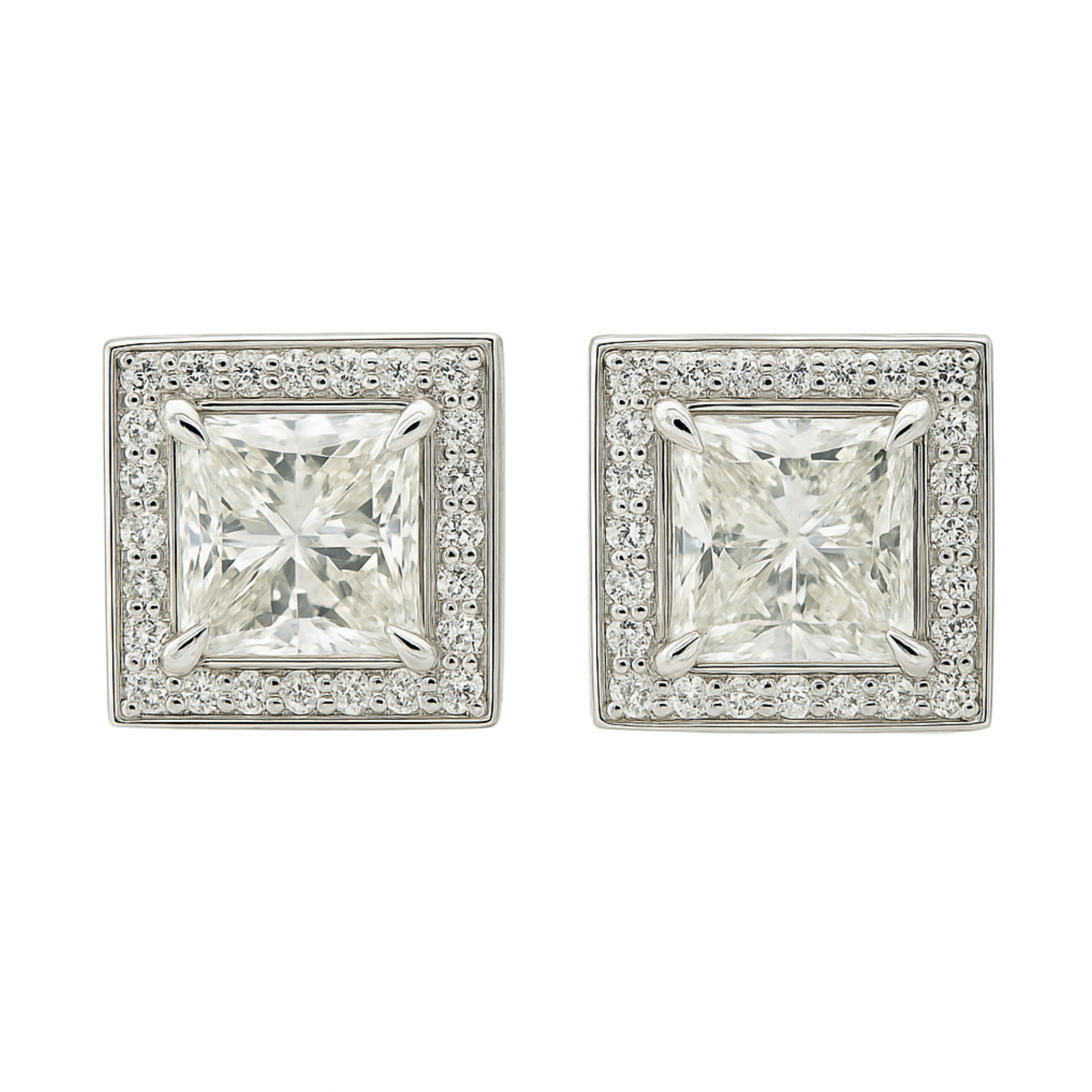 Squared Luminescence Solitaire Lab Grown Diamond Earrings