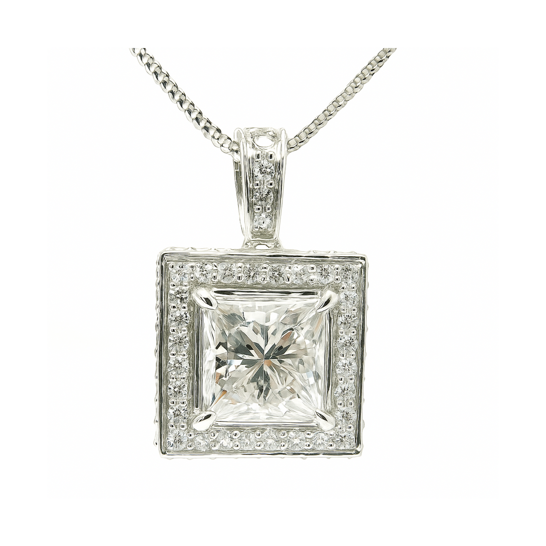 Luminary Square Solitaire Lab Grown Diamond Pendant