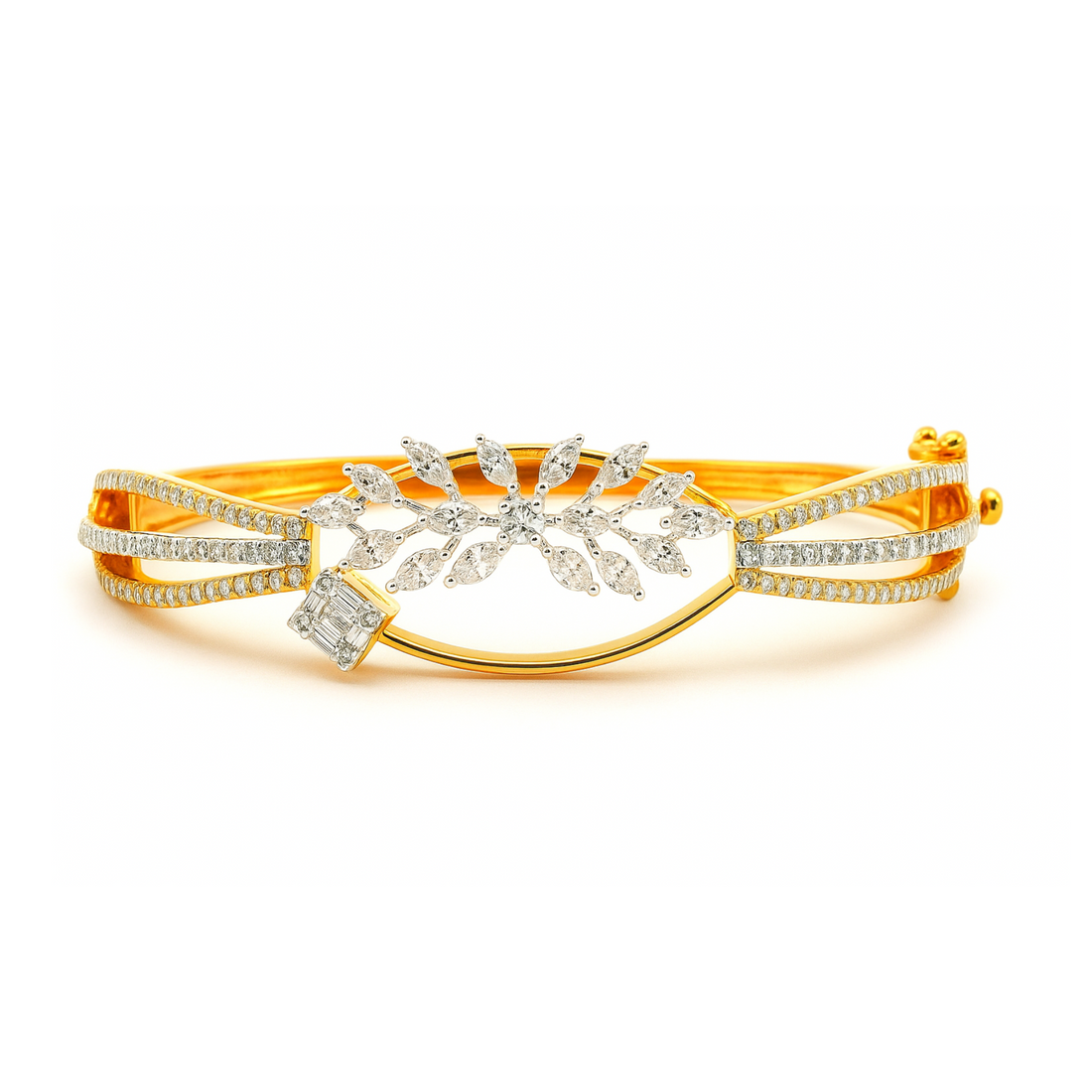 Leaf Motif Lab Grown Diamond Bangle