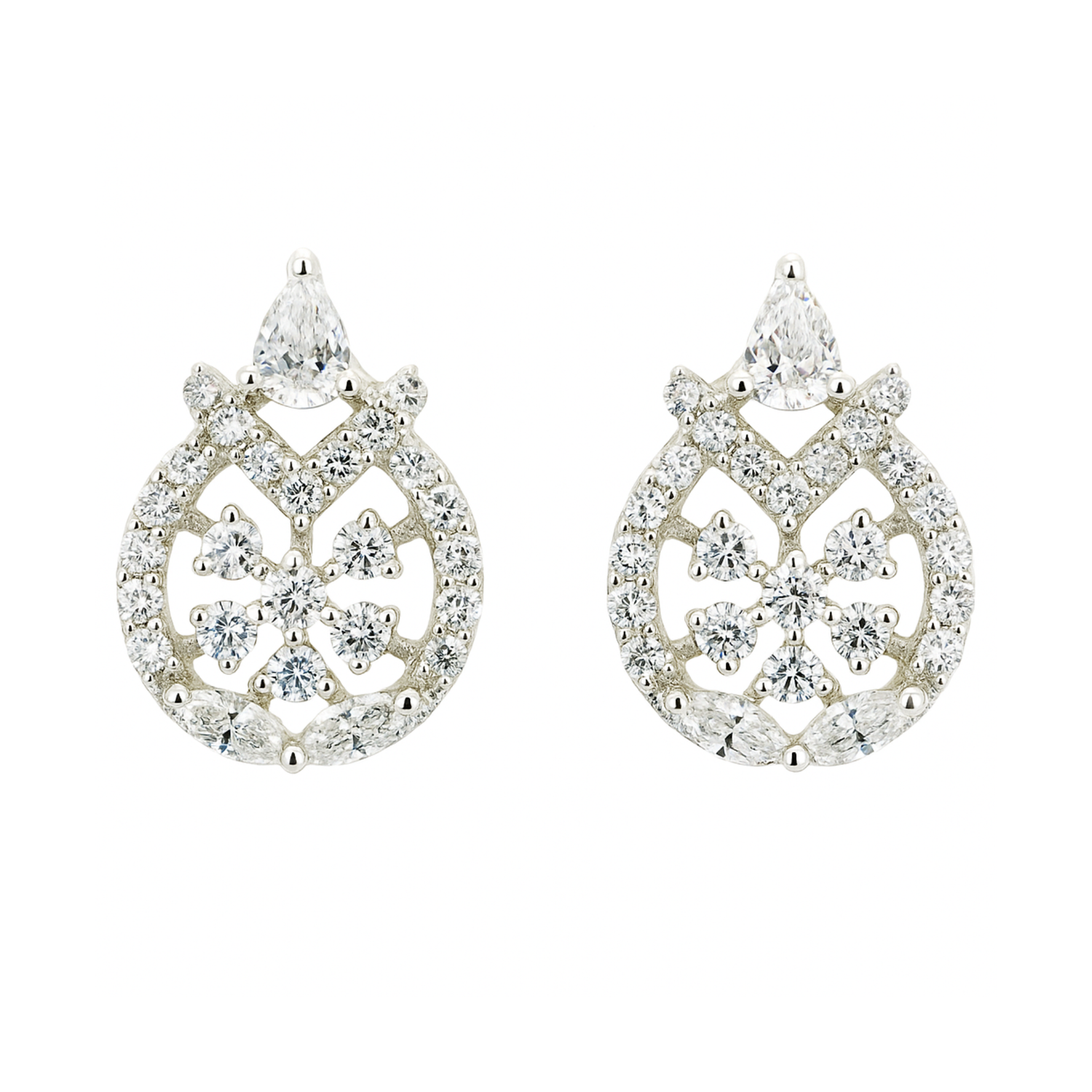 Pear-shaped lab grown diamond drop earrings with halo setting