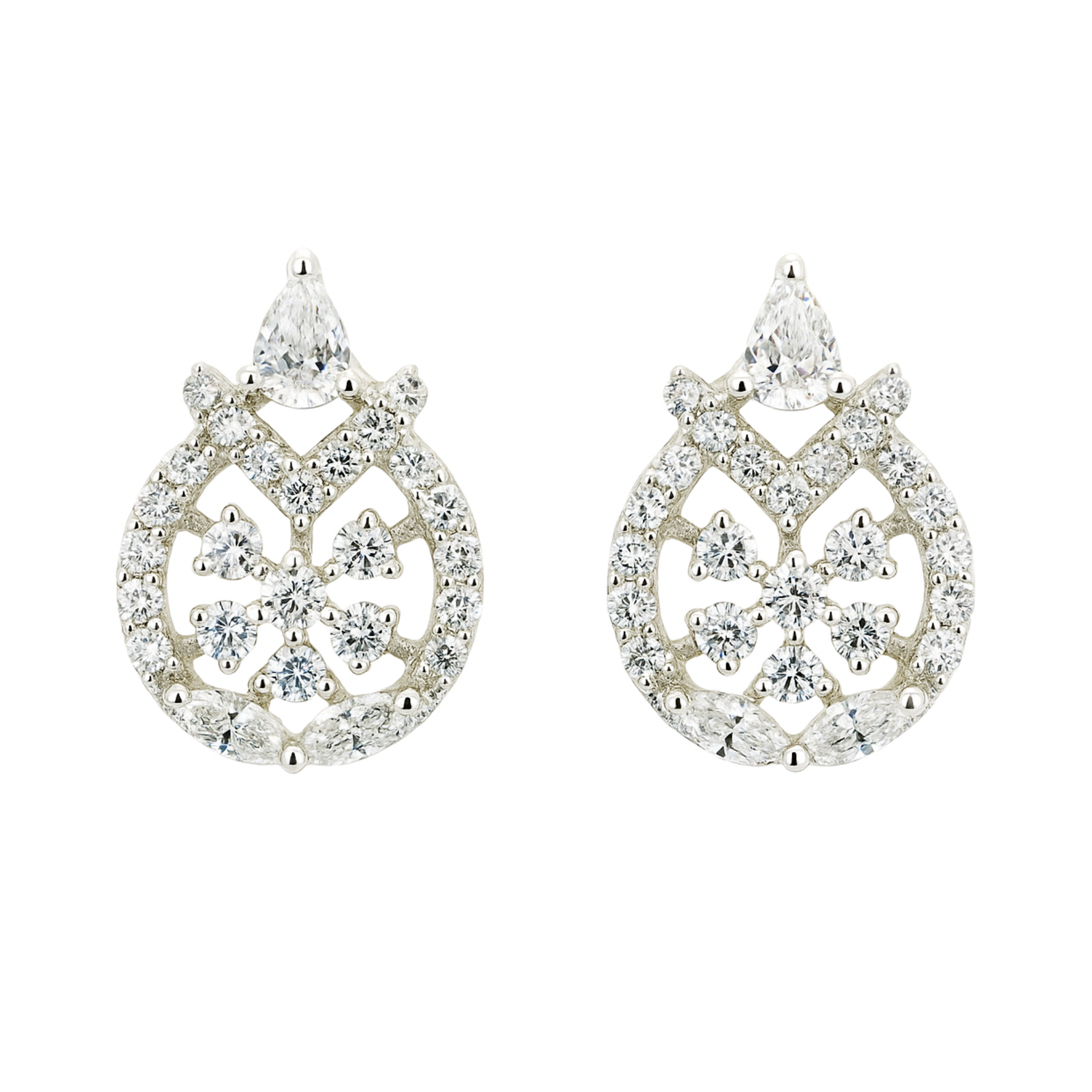 Pear-shaped lab grown diamond drop earrings with halo setting