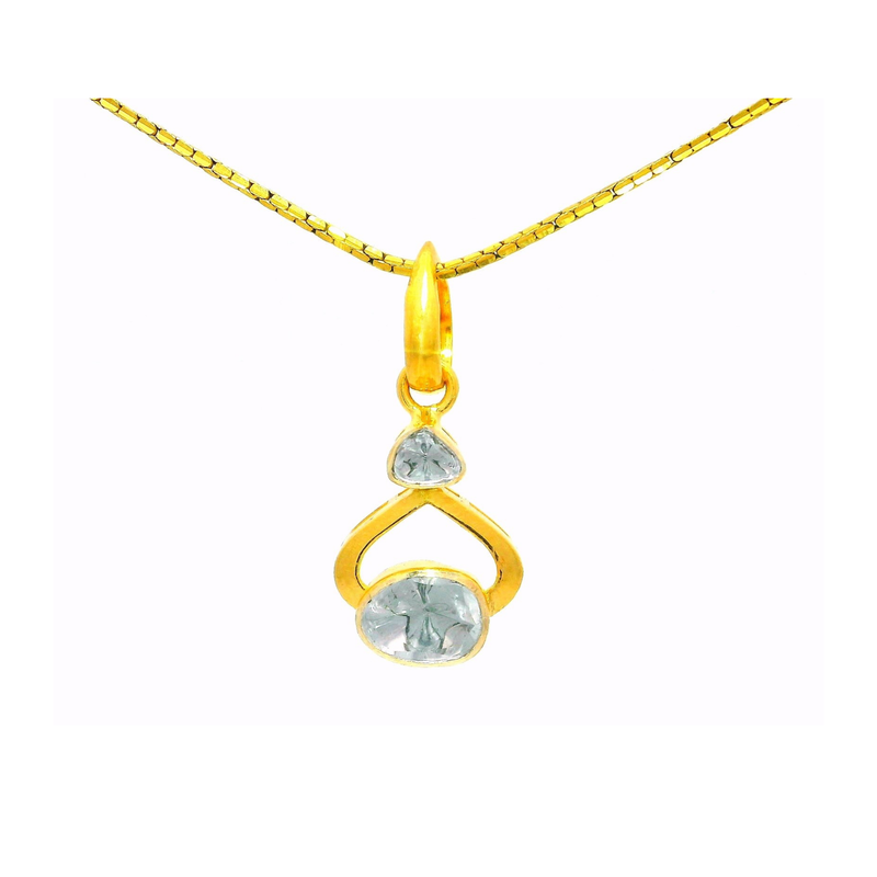 Dual Radiance Lab Grown Polki Pendant