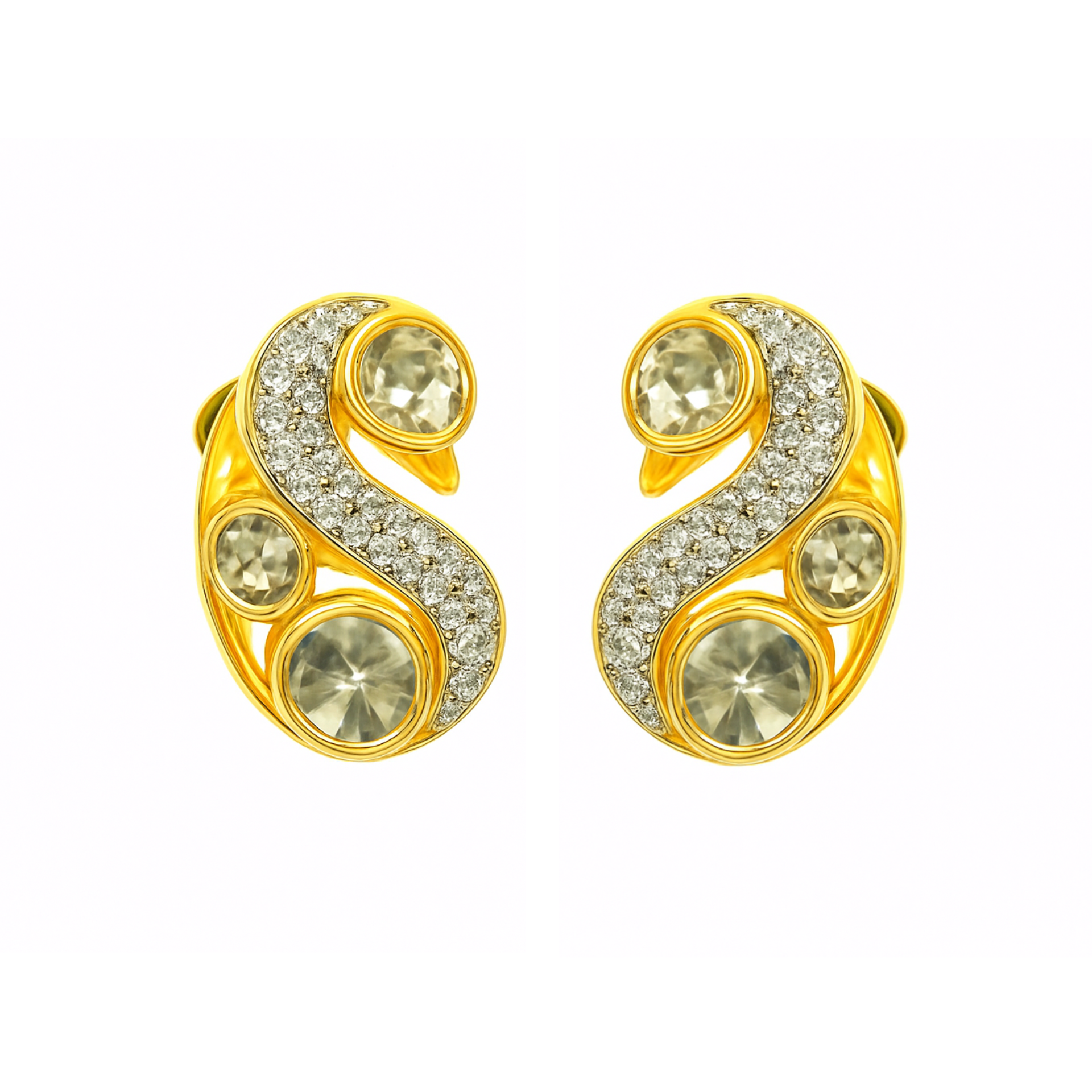 Serpentine Glimmer Lab Grown Polki Earrings