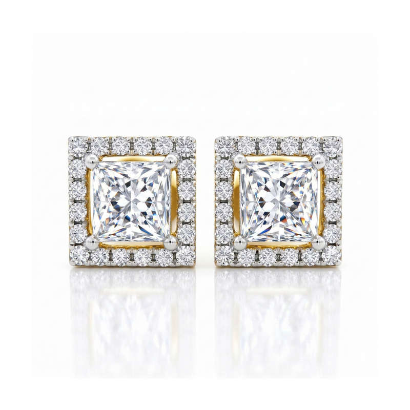 Prismora Halo Lab Grown Diamond Earrings